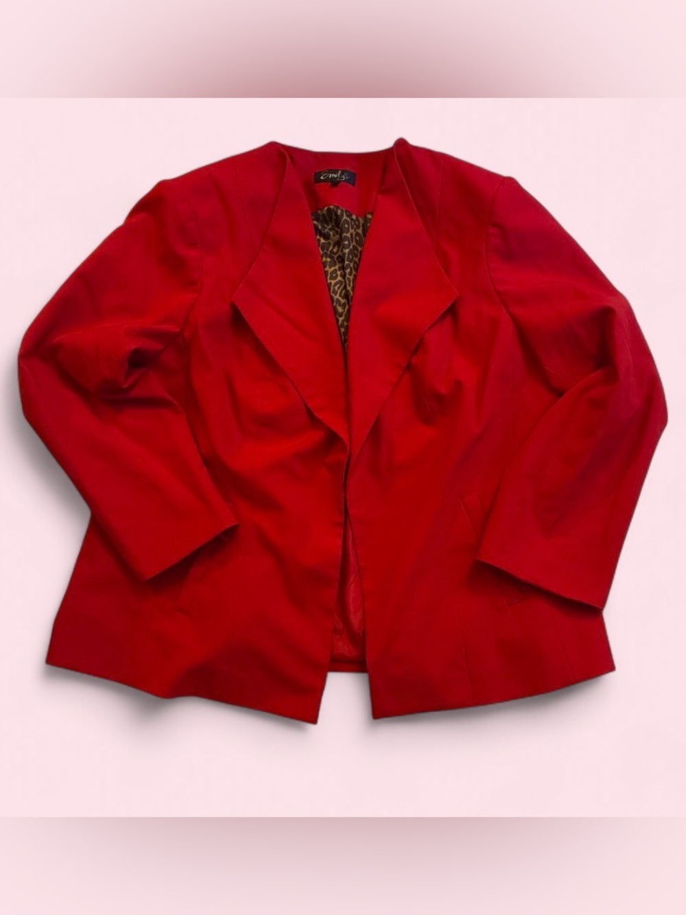Bright Red Open-Front Women's Blazer Jacket - Zonal